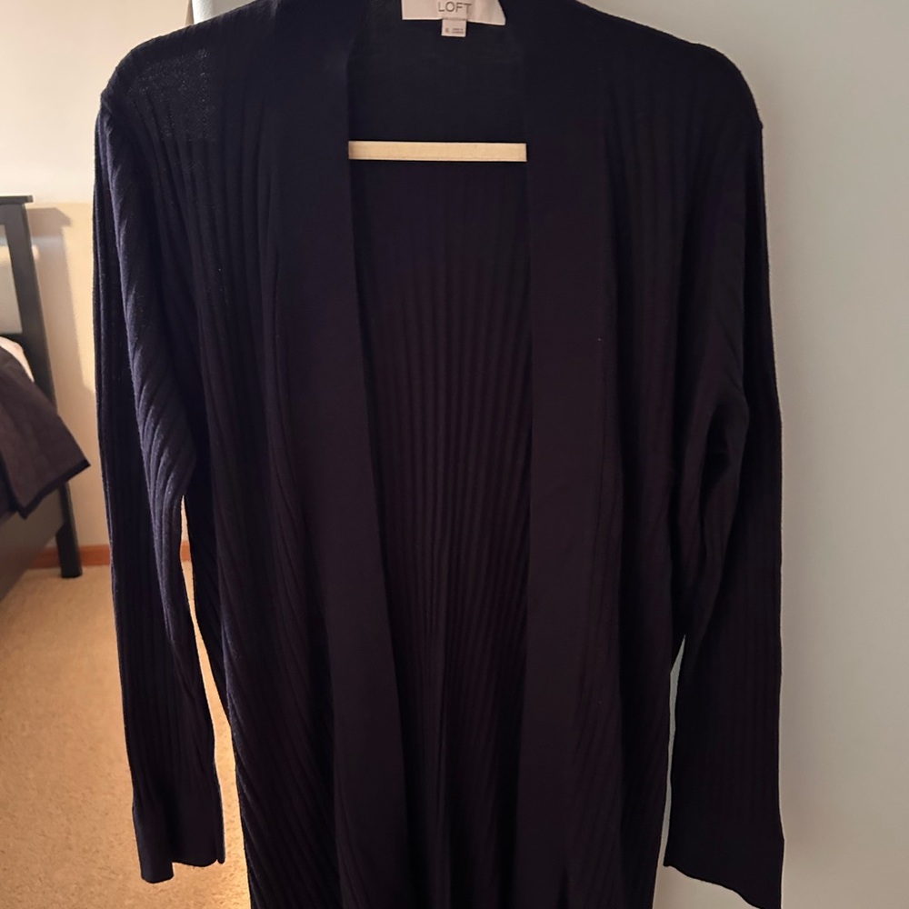 LOFT Navy Open Front Cardigan